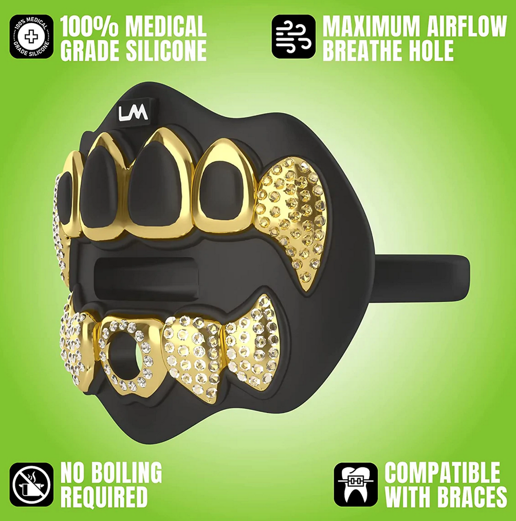 【特価】Loudmouth 3Dクローム グリルズ　ブラック／シルバー 3D Chrome Grillz Mouthpiece | Gold/Black | LOUDMOUTHGUARDS
