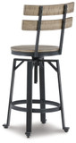 Lesterton - Light Brown / Black - Swivel Barstool (Set of 2)