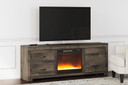 Trinell - Brown - 72" TV Stand With Fireplace Insert Glass/Stone