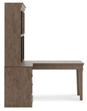 Janismore - Weathered Gray - Desk With Bookcase Wall Unit