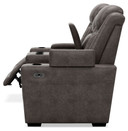 Hyllmont - Gray - Pwr Rec Loveseat/Con/Adj Hdrst