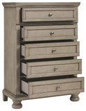 Lettner - Light Gray - Five Drawer Chest - Central Handle