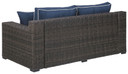 Grasson - Brown / Blue - Loveseat W/Cushion