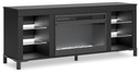 Cayberry - Black - TV Stand With Fireplace