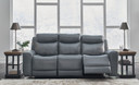 Mindanao - Steel - Pwr Reclining Sofa With Adj Headrest - Leather Match