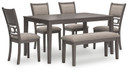 Wrenning - Gray - Dining Room Table Set (Set of 6)