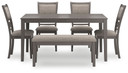 Wrenning - Gray - Dining Room Table Set (Set of 6)