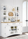 Ashbryn - White / Natural - Dining Server And Hutch