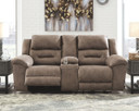 Stoneland - Fossil - Dbl Reclining Loveseat W/Console - Faux Leather