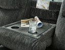 Martinglenn - Ebony - Reclining Sofa W/Drop Down Table - Fabric