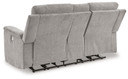 Barnsana - Ash - Dbl Power Reclining Loveseat With Console - Fabric