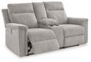 Barnsana - Ash - Dbl Power Reclining Loveseat With Console - Fabric