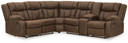 Trail Boys - Walnut - 2-Piece Reclining Sectional With Raf Reclining Loveseat With Console - Faux Leather