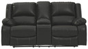 Calderwell - Black - Dbl Rec Loveseat W/Console