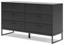Socalle - Black - Six Drawer Dresser