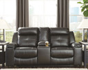 Kempten - Black - Dbl Rec Loveseat W/Console