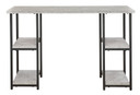 Lazabon - Gray / Black - Home Office Desk - Double-Shelf Pedestal