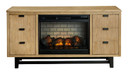 Freslowe - Light Brown / Black - TV Stand With Electric Infrared Fireplace Insert