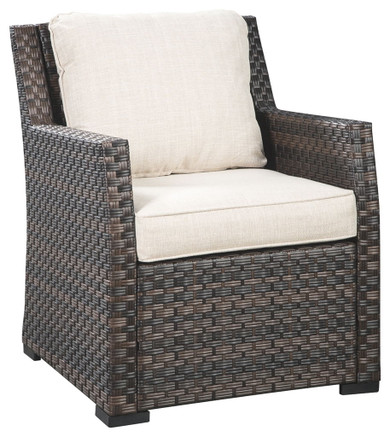 Easy - Dark Brown / Beige - Lounge Chair W/Cushion