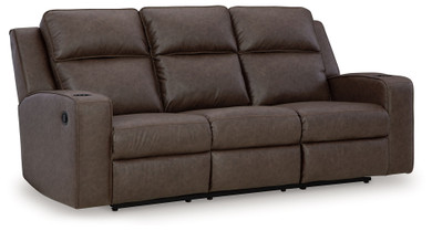 Lavenhorne - Granite - Reclining Sofa W/ Drop Down Table - Faux Leather