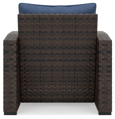 Windglow - Blue / Brown - Lounge Chair With Cushion