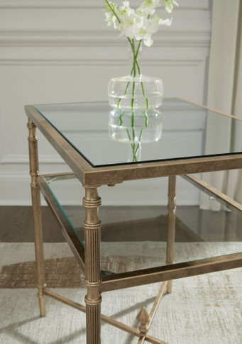 Cloverty - Aged Gold Finish - Rectangular End Table