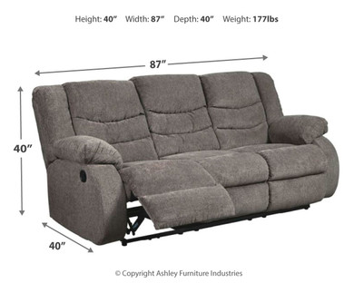 Tulen - Dark Gray - Reclining Sofa