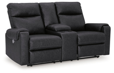 Axtellton - Carbon - Dbl Power Reclining Loveseat With Console - Faux Leather