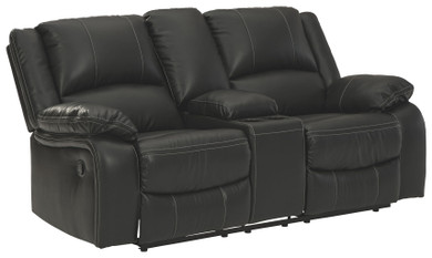 Calderwell - Black - Dbl Rec Loveseat W/Console