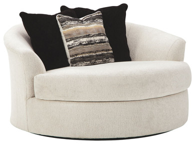 Cambri - Snow - Oversized Round Swivel Chair