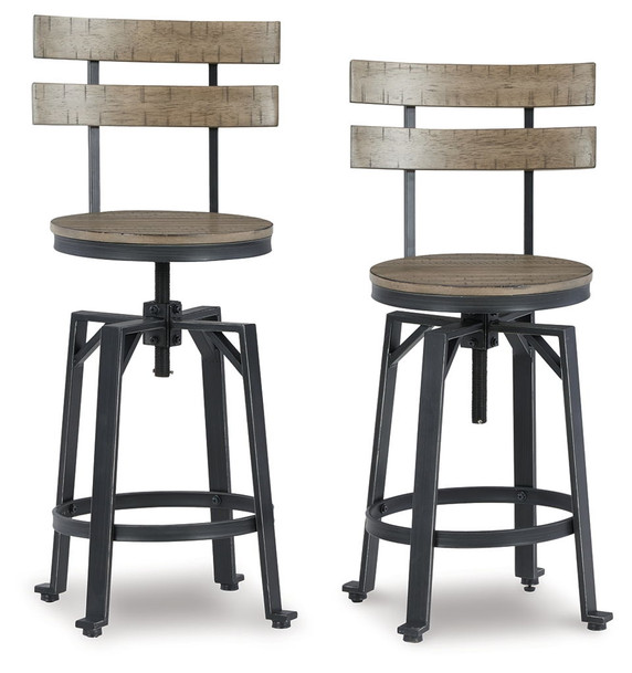 Lesterton - Light Brown / Black - Swivel Barstool (Set of 2)