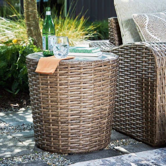 Sandy Bloom - Beige - Round End Table