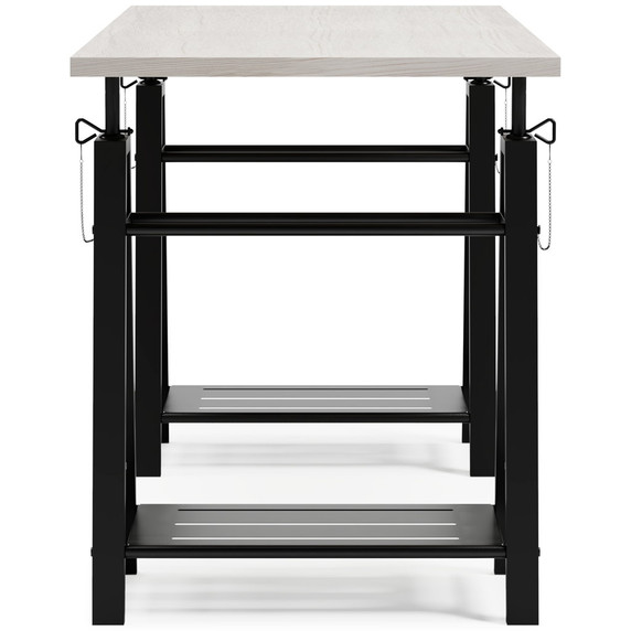 Bayflynn - White / Black - Adjustable Height Desk