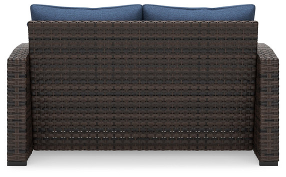 Windglow - Blue / Brown - Loveseat With Cushion