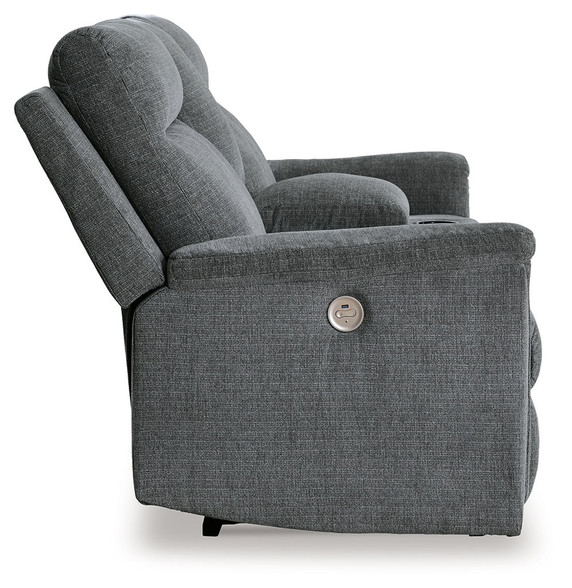 Barnsana - Gravel - Dbl Power Reclining Loveseat With Console - Fabric