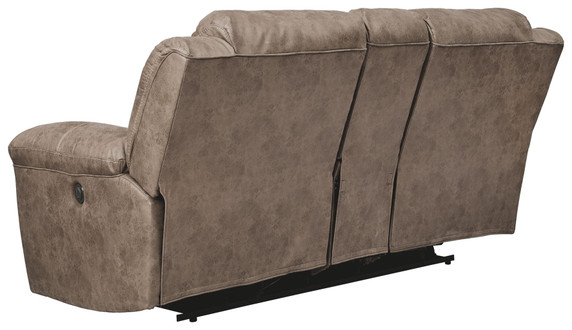 Stoneland - Fossil - Dbl Power Reclining Loveseat W/Console - Faux Leather