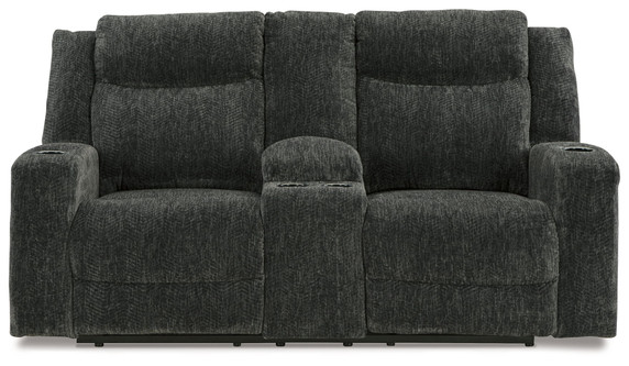 Martinglenn - Ebony - Dbl Power Reclining Loveseat W/Console - Fabric