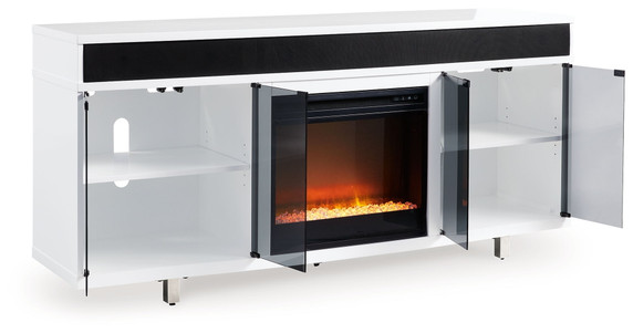 Gardoni - White / Black - 72" TV Stand With Electric Fireplace