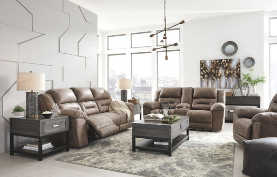 Stoneland - Fossil - Power Reclining Sofa - Faux Leather