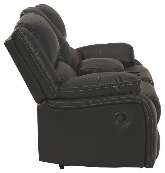 Calderwell - Black - Dbl Rec Loveseat W/Console