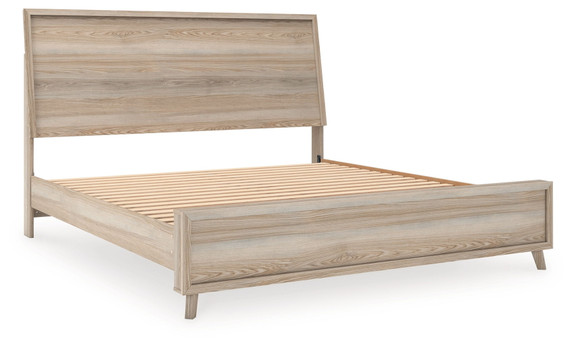 Hasbrick - Tan - King Panel Bed With Framed Panel Footboard