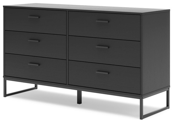 Socalle - Black - Six Drawer Dresser