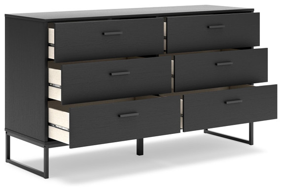 Socalle - Black - Six Drawer Dresser