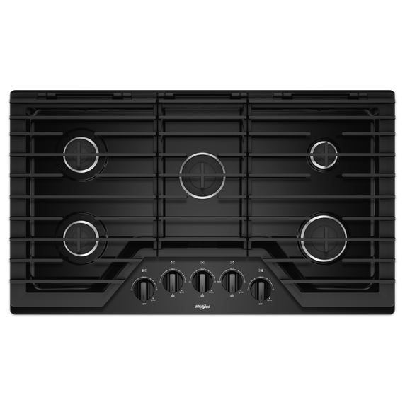 Whirlpool® 36-inch Gas Cooktop with EZ-2-Lift™ Hinged Cast-Iron Grates WCG55US6HB