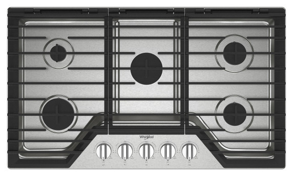Whirlpool® 36-inch Gas Cooktop with EZ-2-Lift™ Hinged Cast-Iron Grates WCGK5036PS