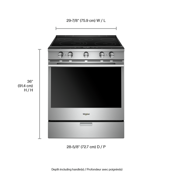 Whirlpool® 6.4 Cu. Ft. Smart Contemporary Handle Slide-in Electric Range with Frozen Bake™ Technology YWEEA25H0HZ