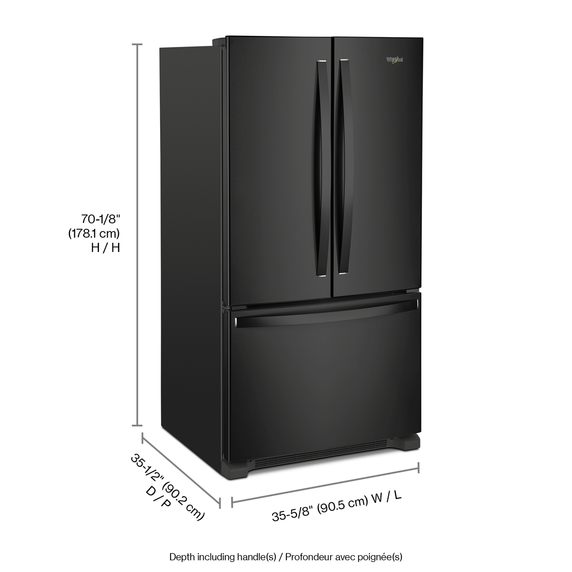 Whirlpool® 36-inch Wide French Door Refrigerator with Water Dispenser - 25 cu. ft. WRF535SWHB