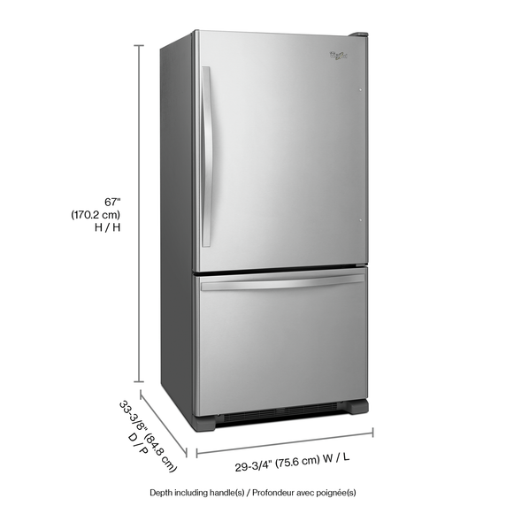 Whirlpool® Bottom-Freezer Refrigerator with Freezer Drawer 30-inches wide WRB329RFBM