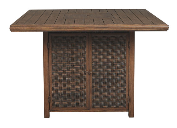 Paradise - Medium Brown - Square Bar Table W/Fire Pit