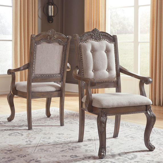 Charmond - Brown - Dining Uph Arm Chair (Set of 2)